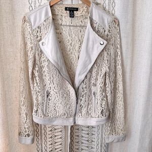 Lacy floral pattern blazer jacket INC International Concepts